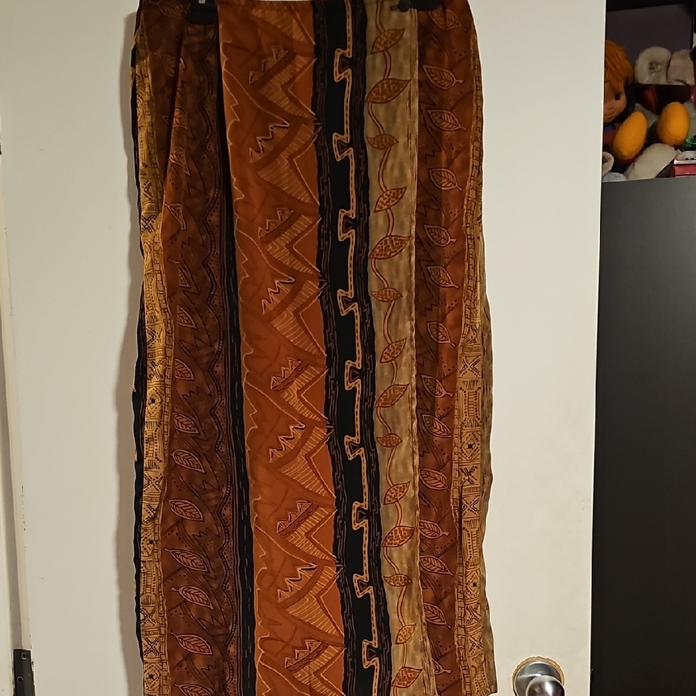 Bohemian Patchwork Maxi Skirt - Brown and Tan